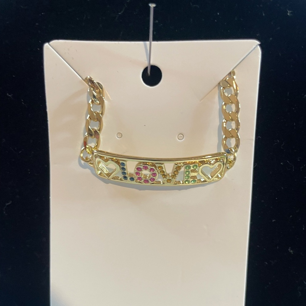 Gold plated Love Bracelet with Multicolor Stones